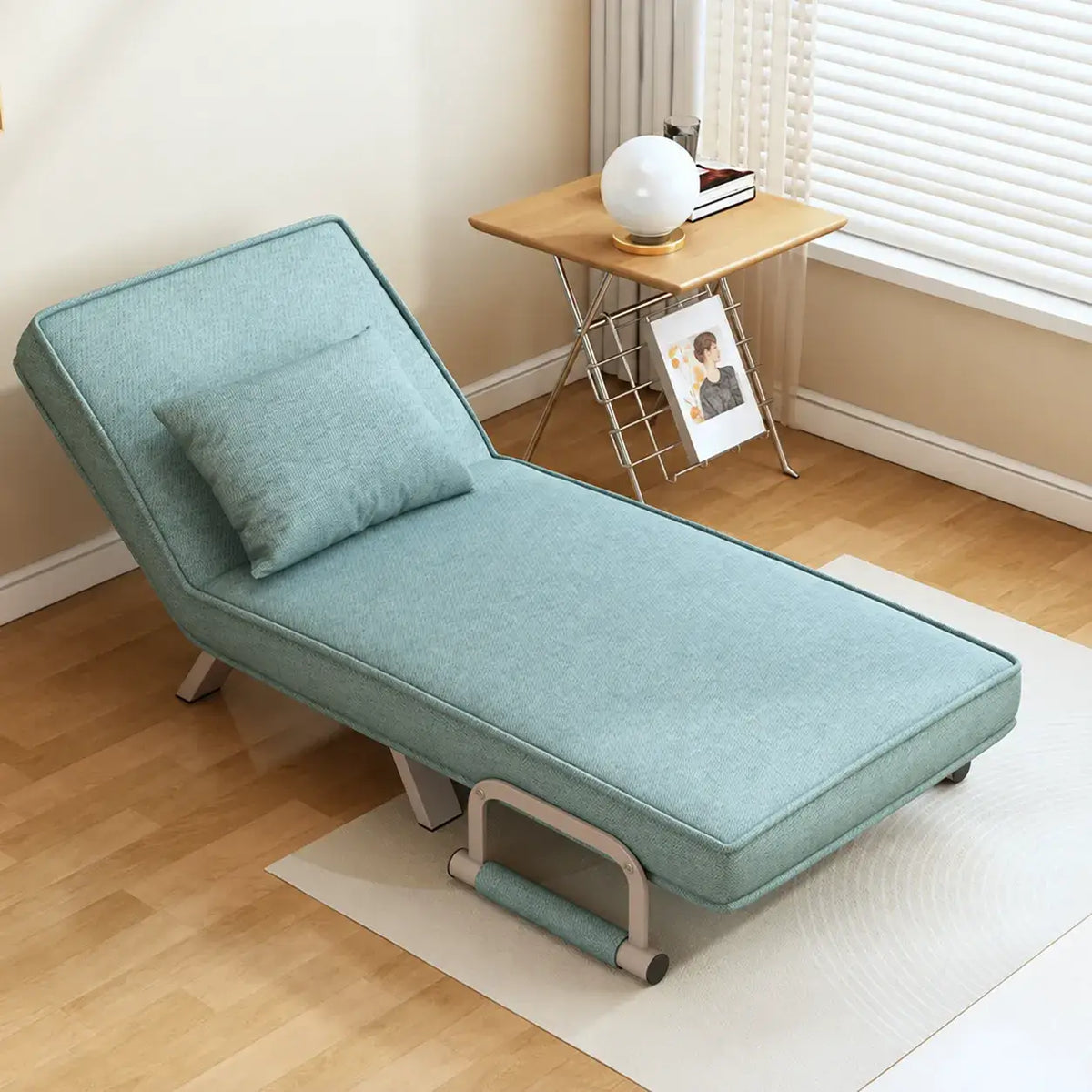 Italian Minimalist Rollaway Bed Sleeper Chair With 6-Position Recline