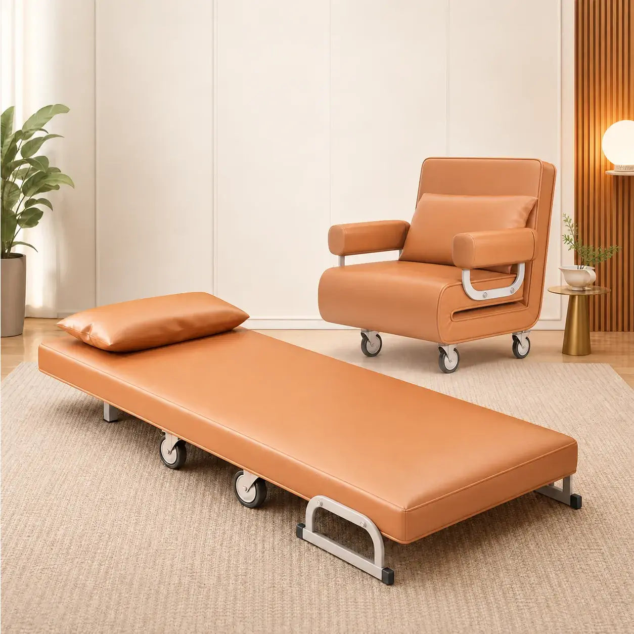 Silla cama plegable minimalista italiana con reclinación de 6 posiciones Imagen secundaria del producto