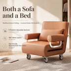 Italian Minimalist Rollaway Bed Sleeper Chair With 6-Position Recline