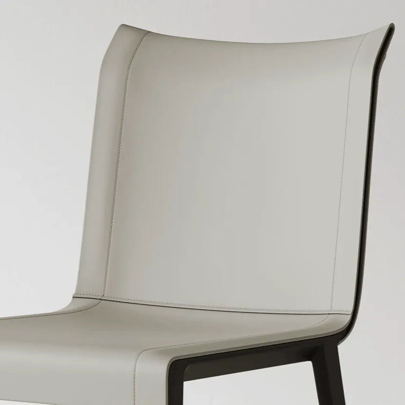Italian Minimalist Saddle Leather Dining Chair Series with Wraparound Arms