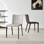 Italian Minimalist Saddle Leather Dining Chair Series with Wraparound Arms