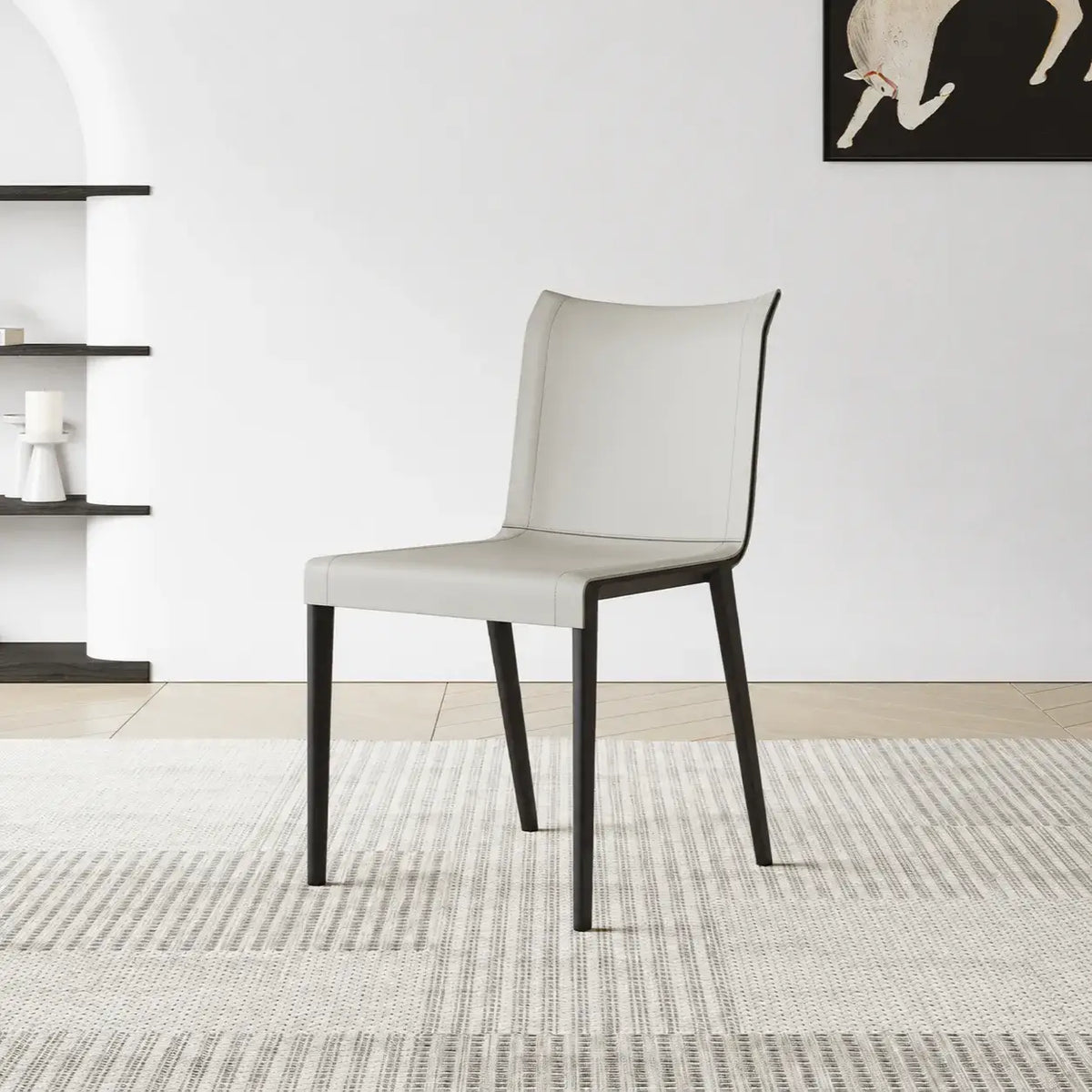 Italian Minimalist Saddle Leather Dining Chair Series with Wraparound Arms Main Product Image Hauptbild