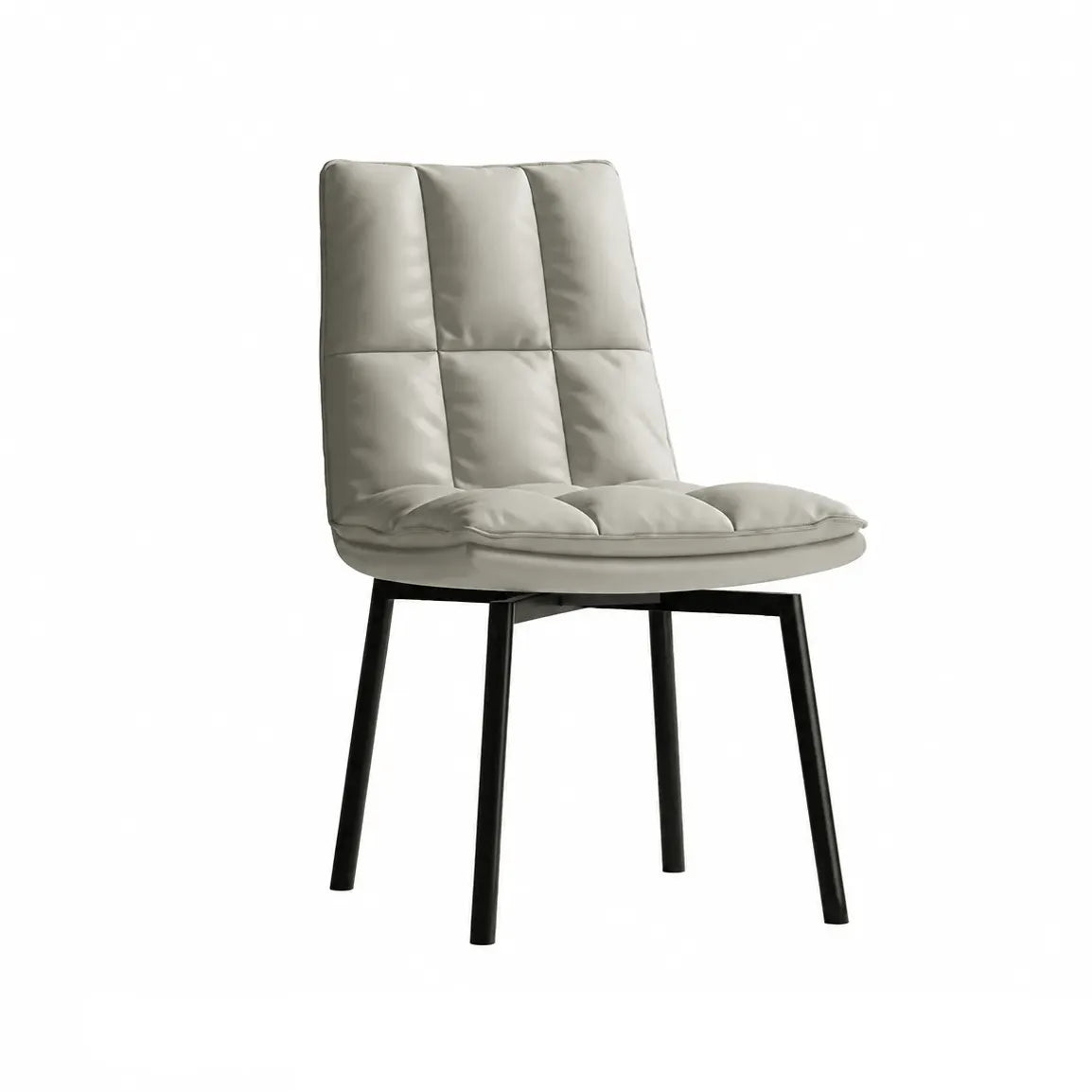 Italian Minimalist Swivel Dining Chair with Quilted Back and Plush Seat