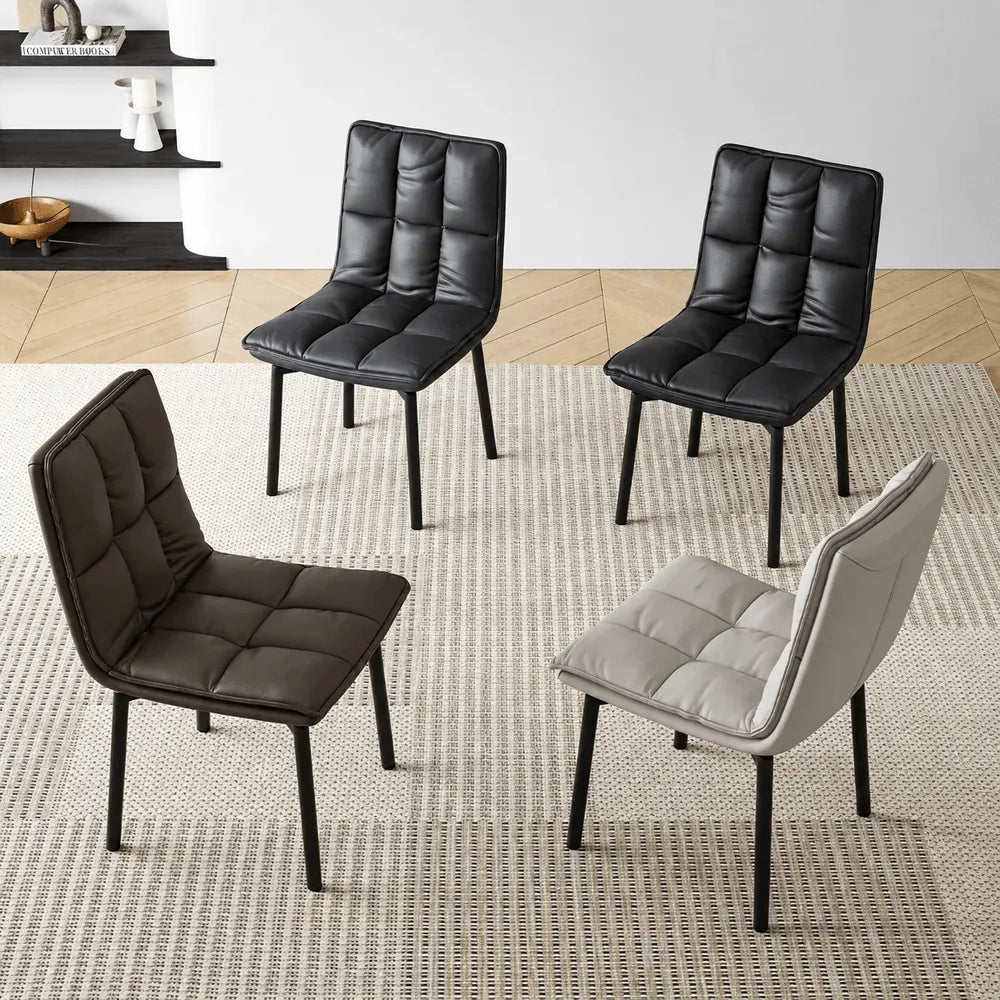 Italian Minimalist Swivel Dining Chair with Quilted Back and Plush Seat