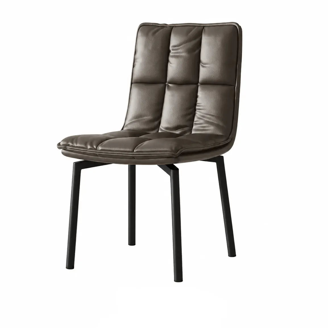 Italian Minimalist Swivel Dining Chair with Quilted Back and Plush Seat