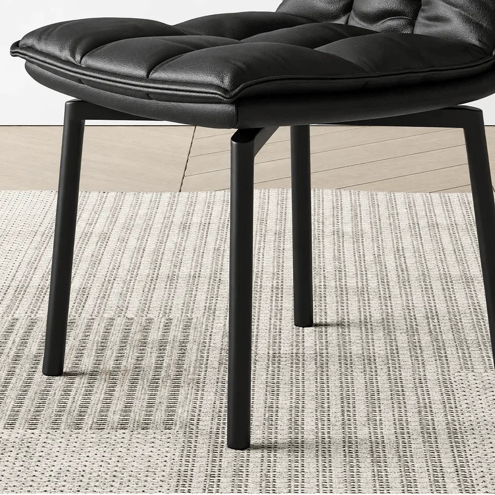 Italian Minimalist Swivel Dining Chair with Quilted Back and Plush Seat
