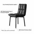 Italian Minimalist Swivel Dining Chair with Quilted Back and Plush Seat