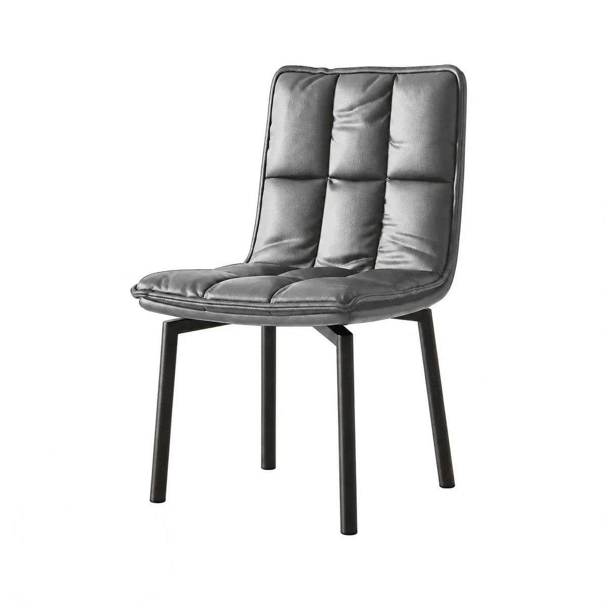 Italian Minimalist Swivel Dining Chair with Quilted Back and Plush Seat