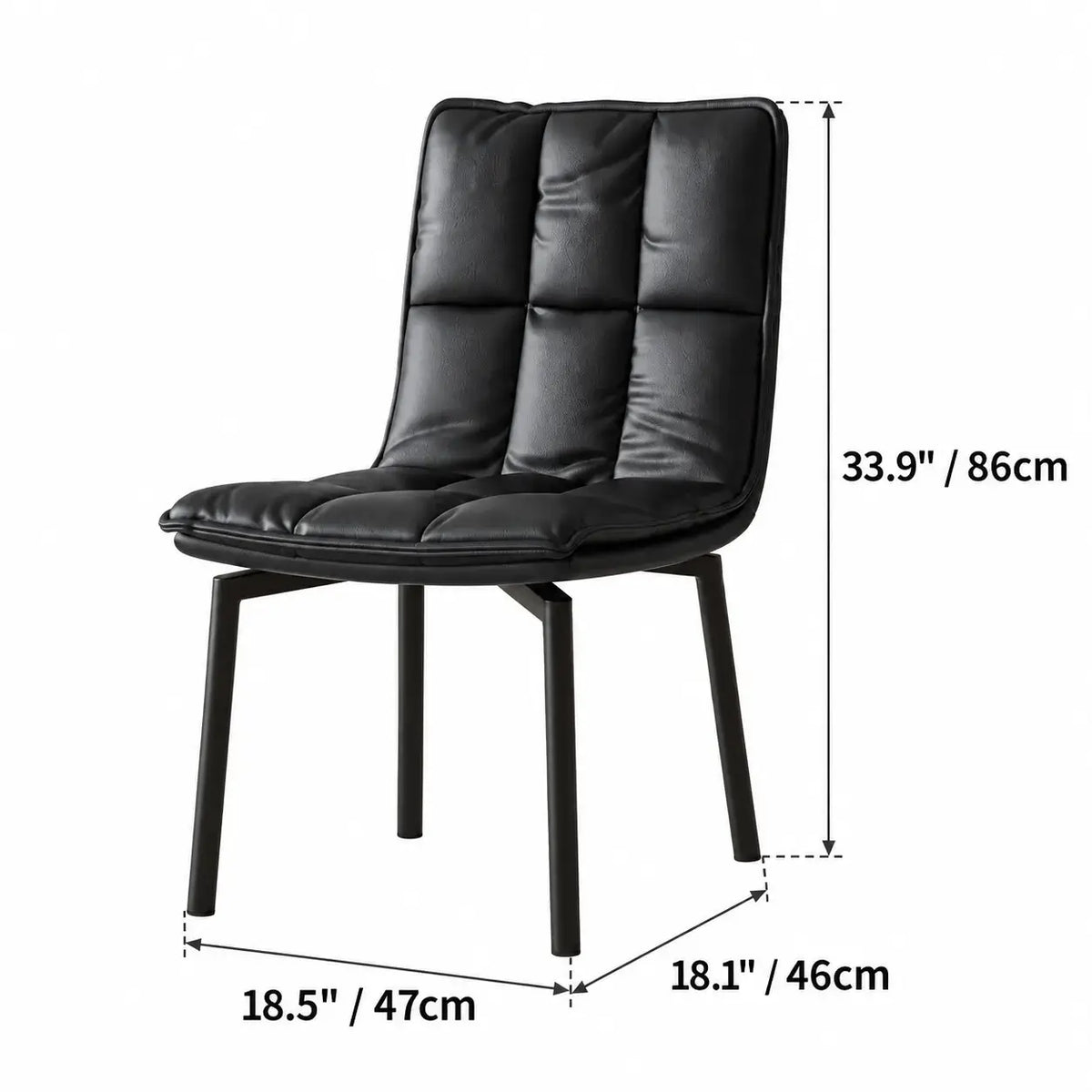 Italian Minimalist Swivel Dining Chair with Quilted Back and Plush Seat