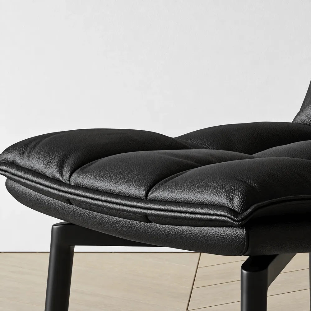 Italian Minimalist Swivel Dining Chair with Quilted Back and Plush Seat