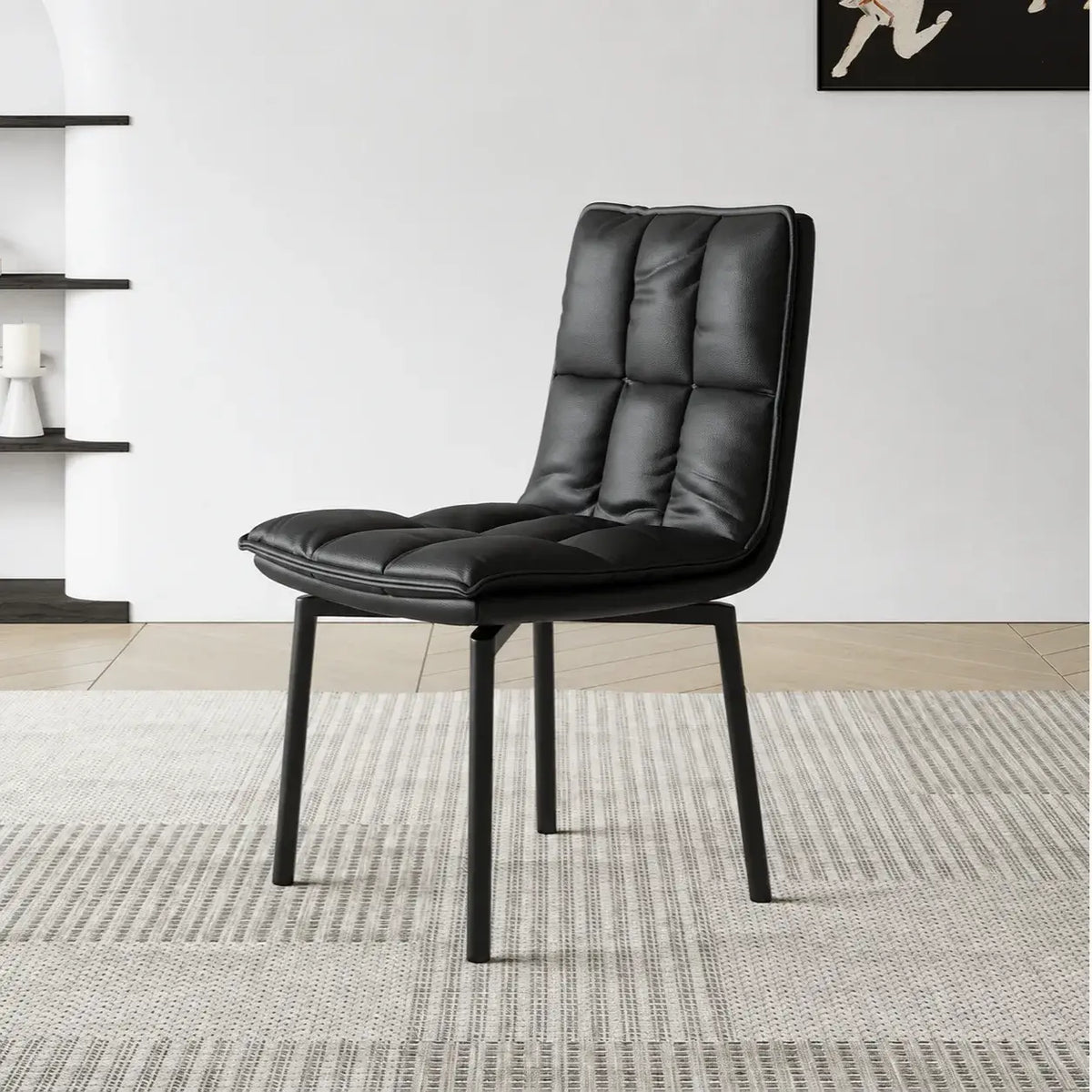 Italian Minimalist Swivel Dining Chair with Quilted Back and Plush Seat Main Product Image Image principale du produit