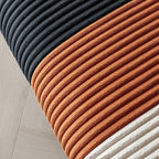 Italian Modern Bench with Pleated Color-Block Seat and Solid Wood Base