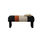 Italian Modern Bench with Pleated Color-Block Seat and Solid Wood Base