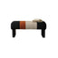 Italian Modern Bench with Pleated Color-Block Seat and Solid Wood Base