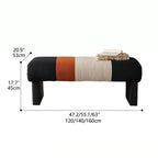 Italian Modern Bench with Pleated Color-Block Seat and Solid Wood Base Dimensions