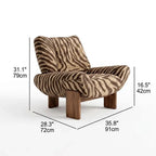 Italian Retro Tiger Print Chair with Ash Wood Legs, Sculptural Reading Lounge Seat Dimensions