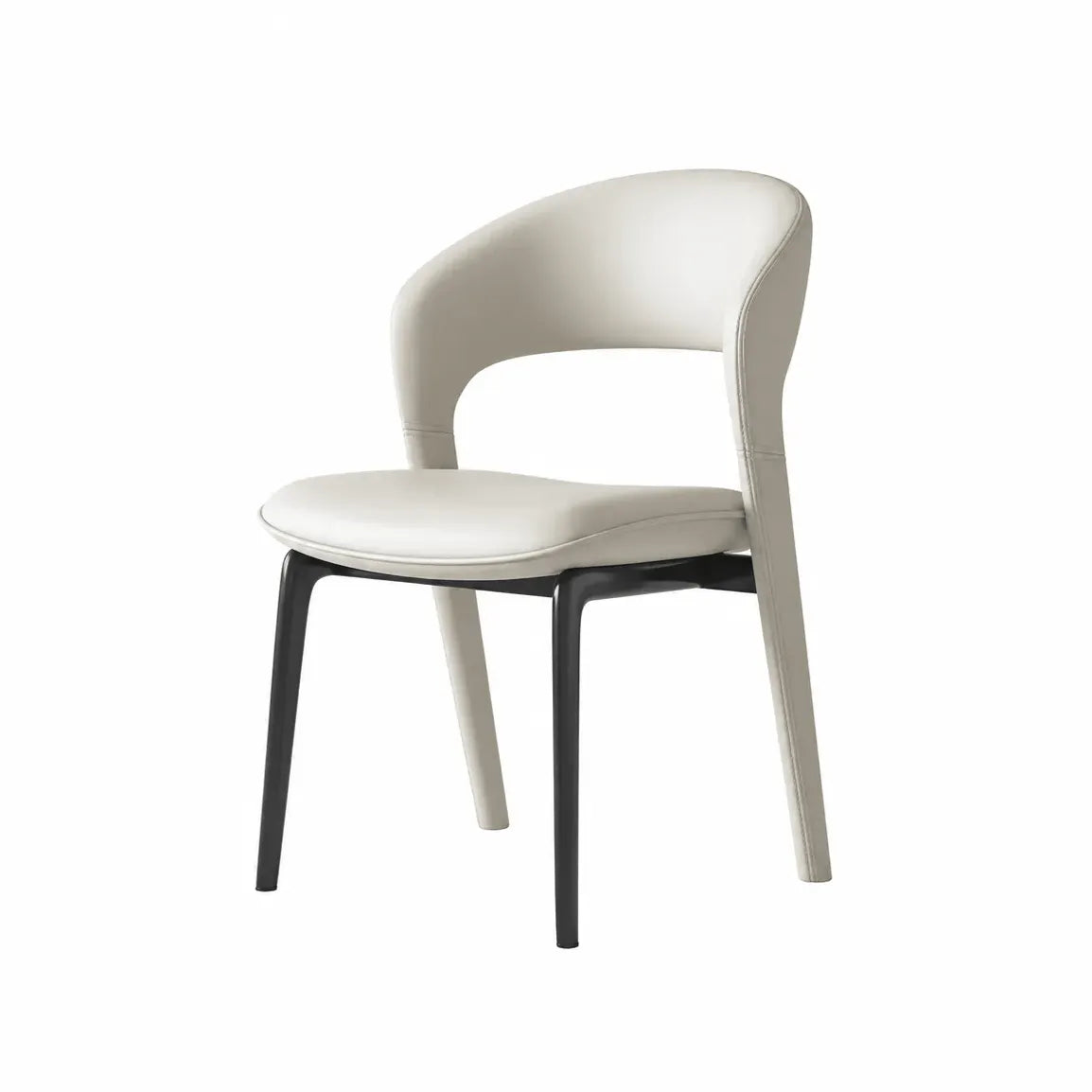 Italian Sculptural Dining Chair Series with Wraparound Arms and Leather Upholstery