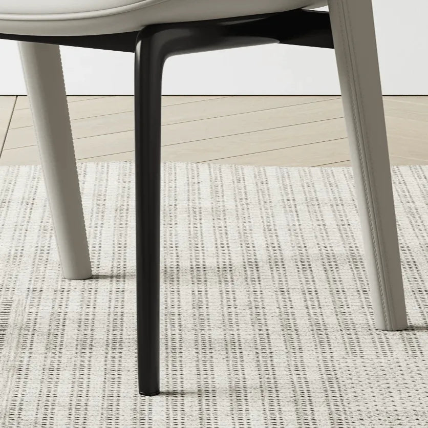Italian Sculptural Dining Chair Series with Wraparound Arms and Leather Upholstery