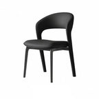 Italian Sculptural Dining Chair Series with Wraparound Arms and Leather Upholstery