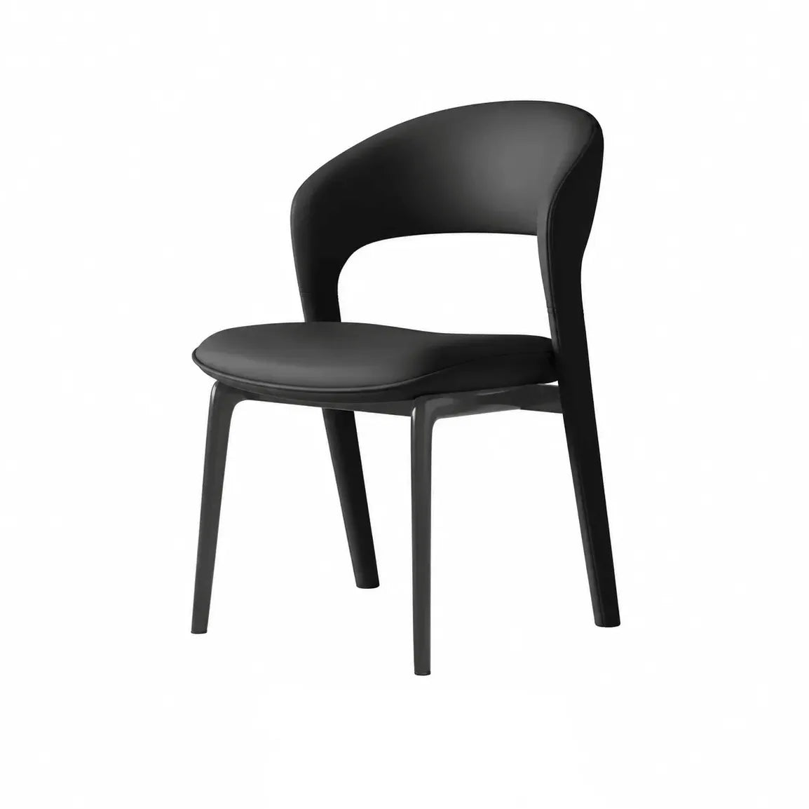 Italian Sculptural Dining Chair Series with Wraparound Arms and Leather Upholstery