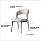 Italian Sculptural Dining Chair Series with Wraparound Arms and Leather Upholstery