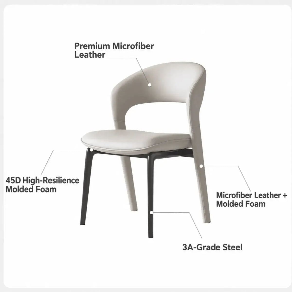 Italian Sculptural Dining Chair Series with Wraparound Arms and Leather Upholstery