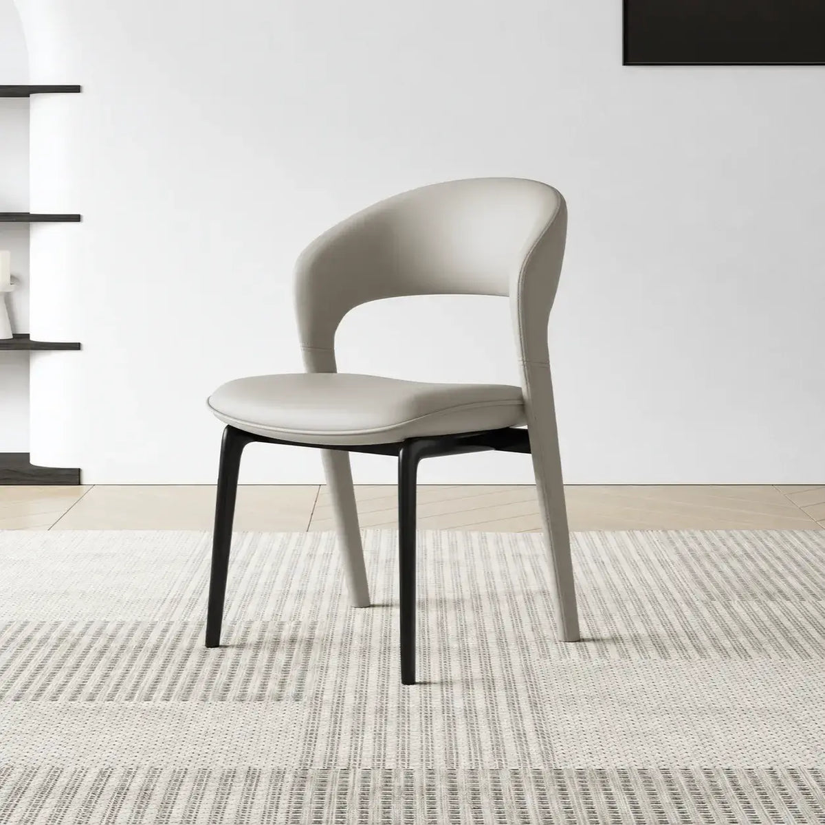 Italian Sculptural Dining Chair Series with Wraparound Arms and Leather Upholstery Main Product Image