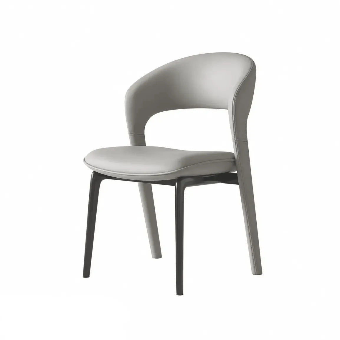 Italian Sculptural Dining Chair Series with Wraparound Arms and Leather Upholstery