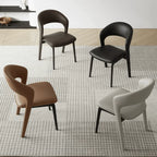 Italian Sculptural Dining Chair Series with Wraparound Arms and Leather Upholstery