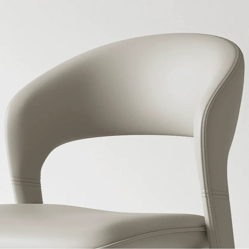Italian Sculptural Dining Chair Series with Wraparound Arms and Leather Upholstery