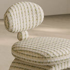 Jacquard Chenille Vanity Stool With Sculptural Arch Base and Ergonomic Back