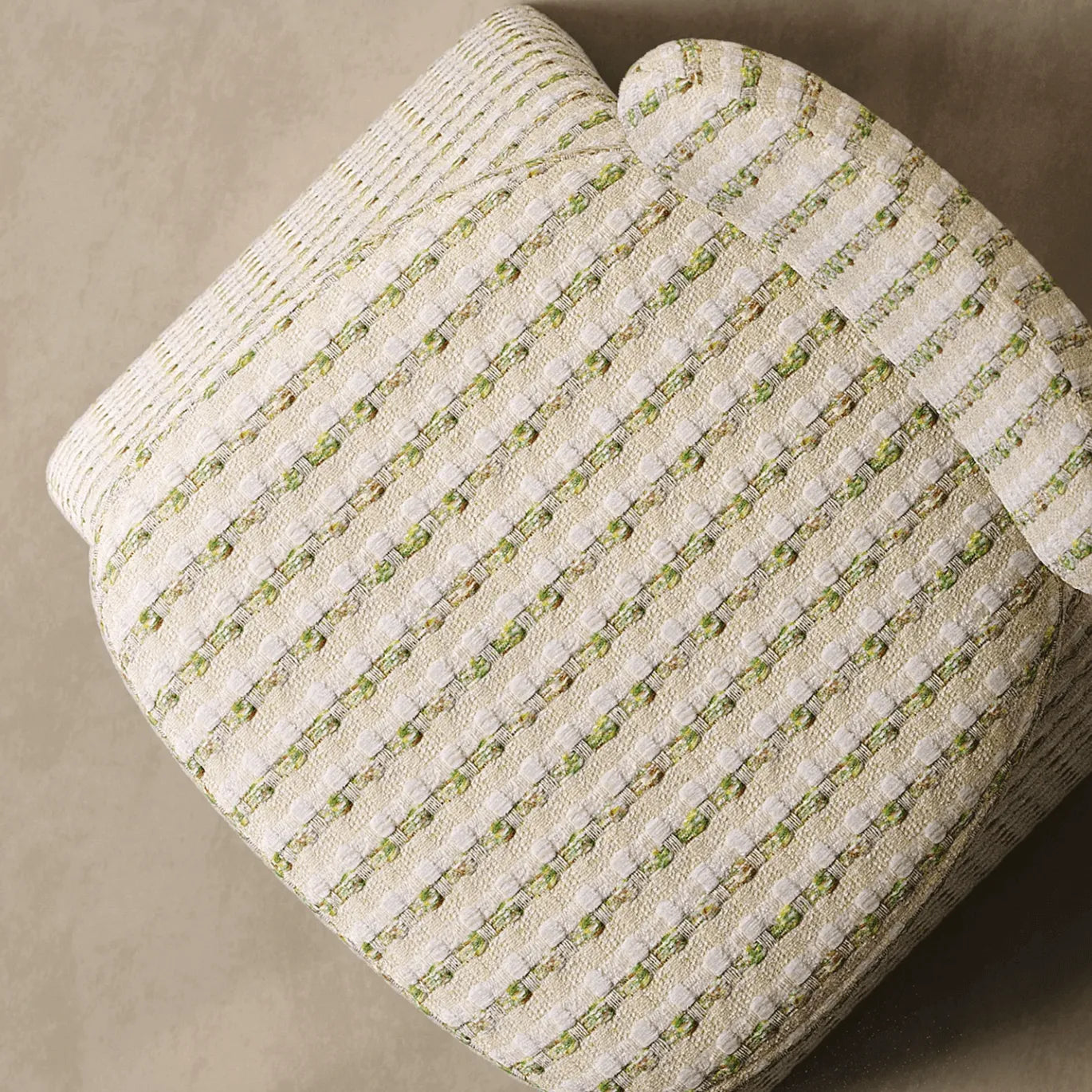 Jacquard Chenille Vanity Stool With Sculptural Arch Base and Ergonomic Back