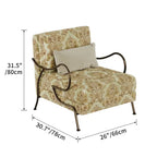 Jacquard Floral Accent Chair Series With Antique Bronze Frame