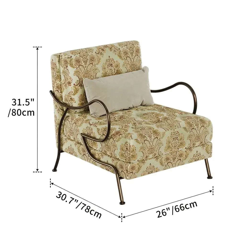 Jacquard Floral Accent Chair Series With Antique Bronze Frame