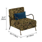 Jacquard Floral Accent Chair Series With Antique Bronze Frame