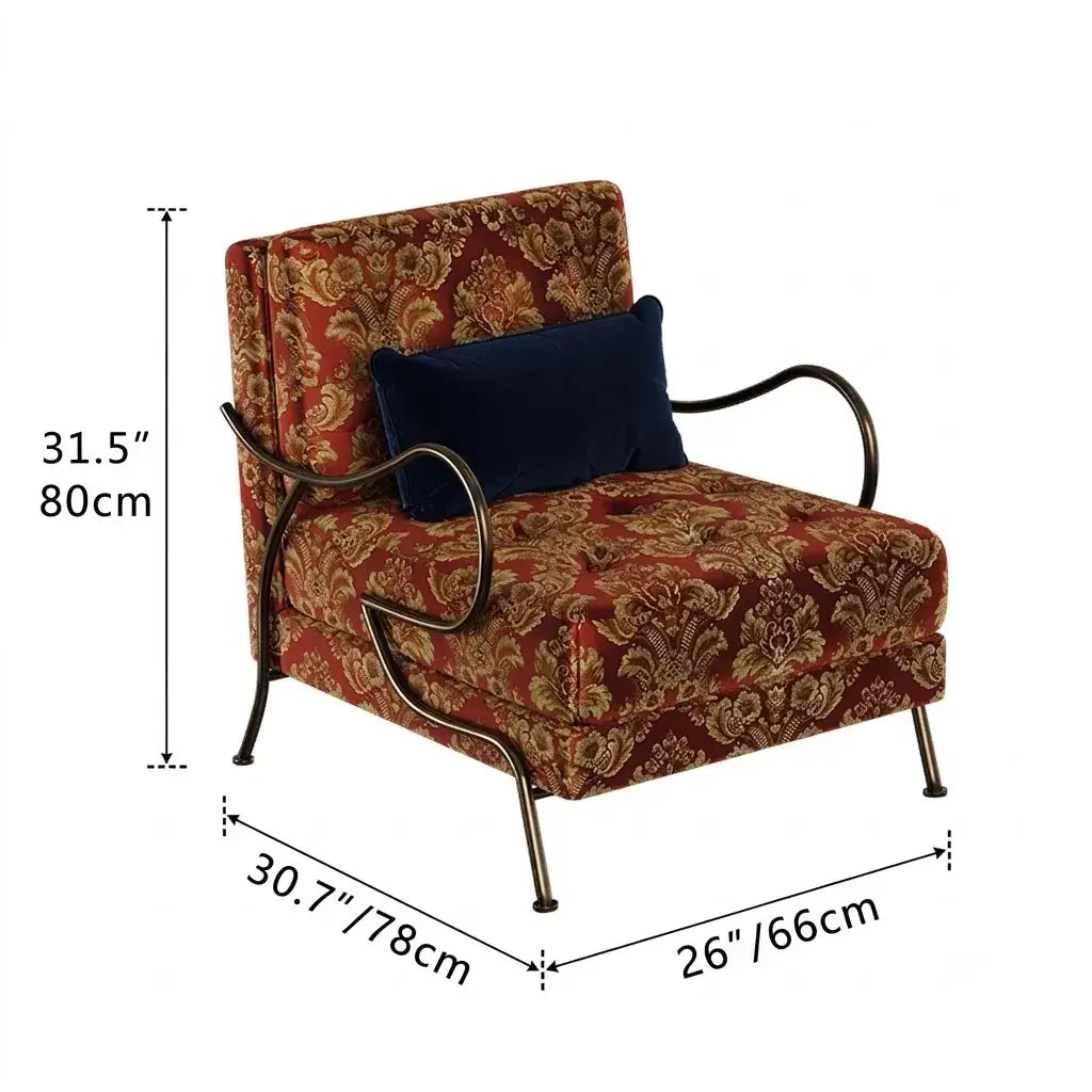Jacquard Floral Accent Chair Series With Antique Bronze Frame