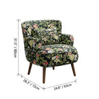 Jacquard Floral Accent Chair with Solid Wood Legs and Retro Lounge Comfort
