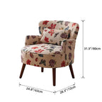 Jacquard Floral Accent Chair with Solid Wood Legs and Retro Lounge Comfort