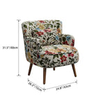 Jacquard Floral Accent Chair with Solid Wood Legs and Retro Lounge Comfort Dimensions