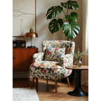 Jacquard Floral Accent Chair with Solid Wood Legs and Retro Lounge Comfort Main Product Image