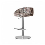 Jacquard Upholstered Adjustable Swivel Bar Stool With Wraparound Back
