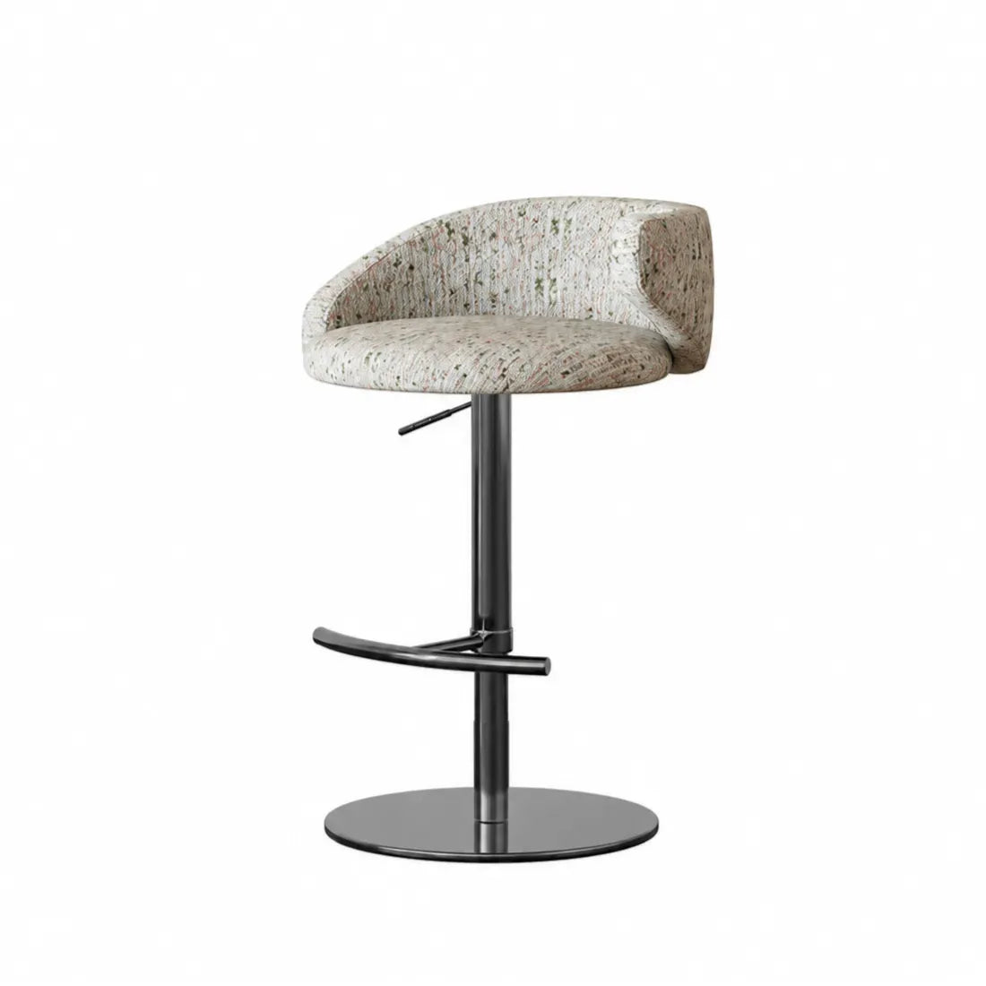 Jacquard Upholstered Adjustable Swivel Bar Stool With Wraparound Back