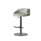 Jacquard Upholstered Adjustable Swivel Bar Stool With Wraparound Back