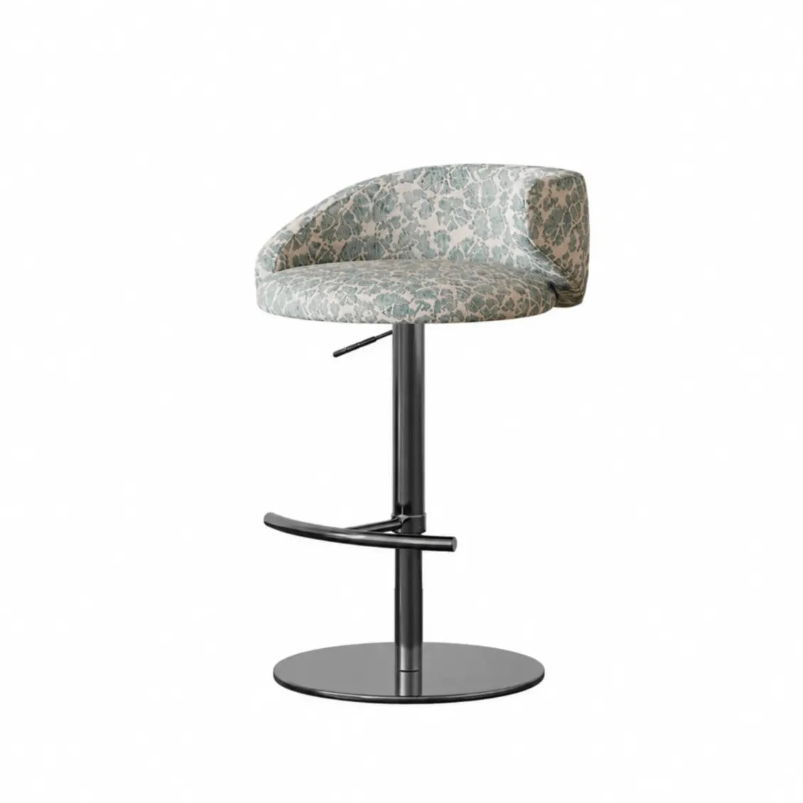 Jacquard Upholstered Adjustable Swivel Bar Stool With Wraparound Back
