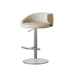 Jacquard Upholstered Adjustable Swivel Bar Stool With Wraparound Back