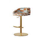 Jacquard Upholstered Adjustable Swivel Bar Stool With Wraparound Back