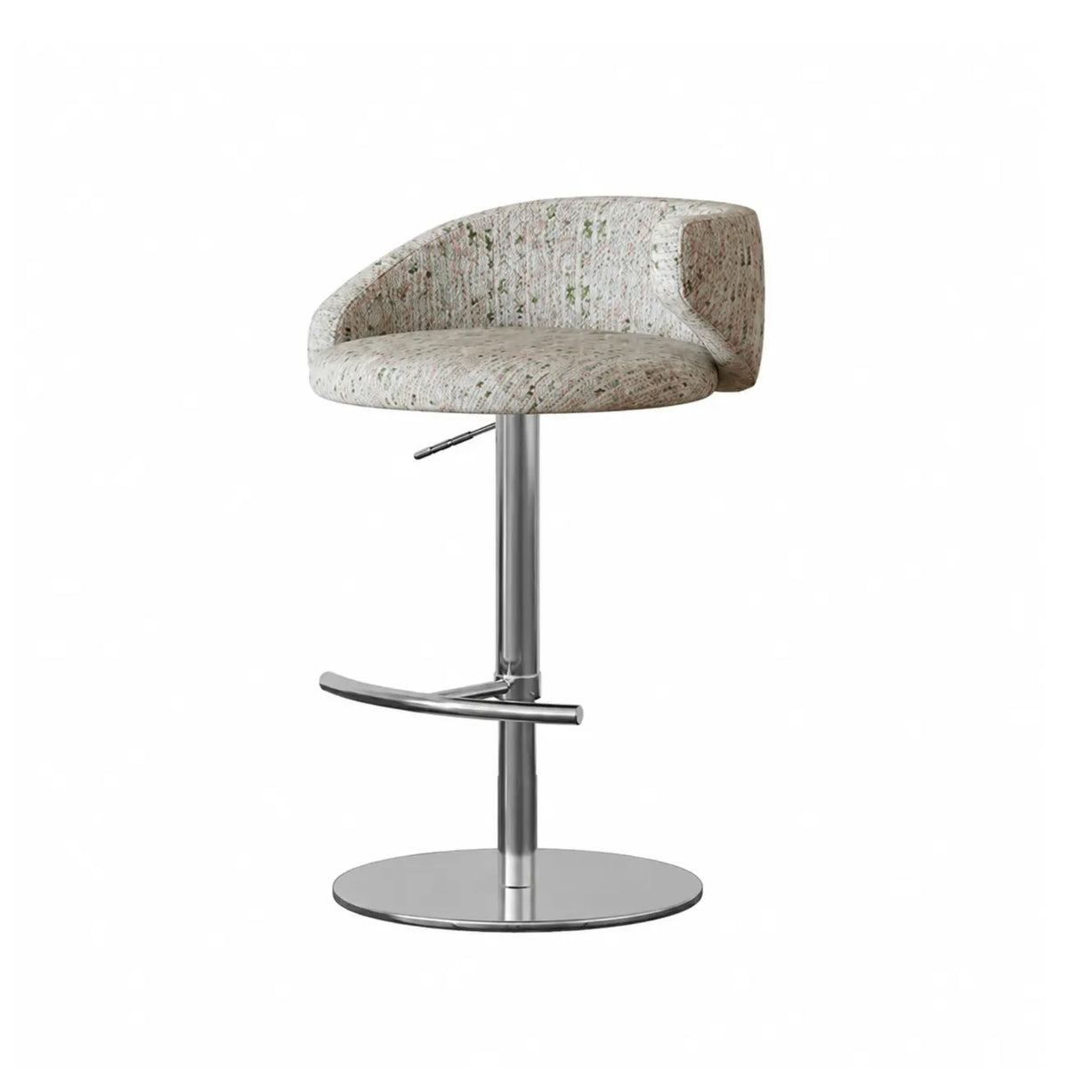 Jacquard Upholstered Adjustable Swivel Bar Stool With Wraparound Back