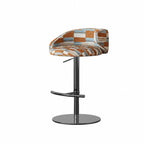 Jacquard Upholstered Adjustable Swivel Bar Stool With Wraparound Back