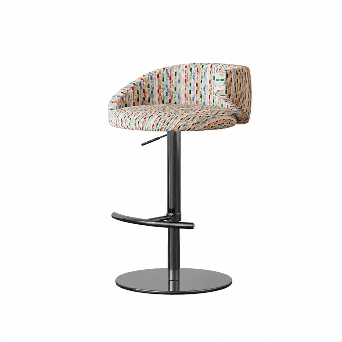 Jacquard Upholstered Adjustable Swivel Bar Stool With Wraparound Back