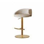 Jacquard Upholstered Adjustable Swivel Bar Stool With Wraparound Back